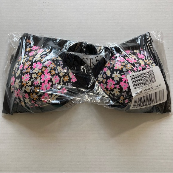 Victoria's Secret PINK Black Ditsy Floral Push-up Triangle Bikini Top - Picture 6 of 9